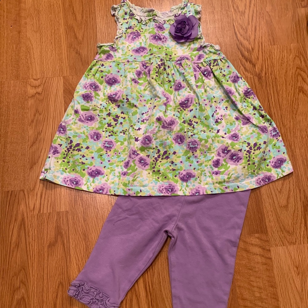 Little Me 2 piece purple flowers set 18 months